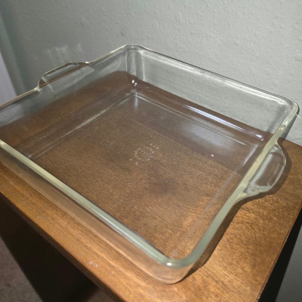Vintage Pyrex 222 Clear Glass 8x8 Square Baking Dish Pan Handles